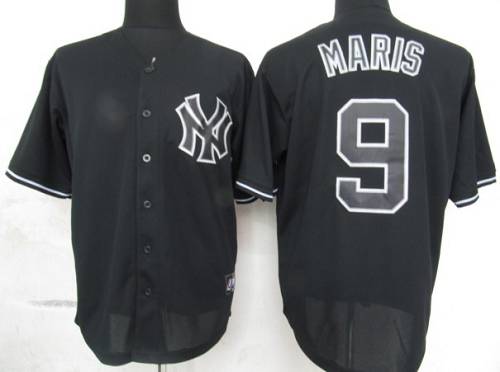 Yankees #9 Roger Maris Black Fashion Stitched MLB Jersey - Click Image to Close